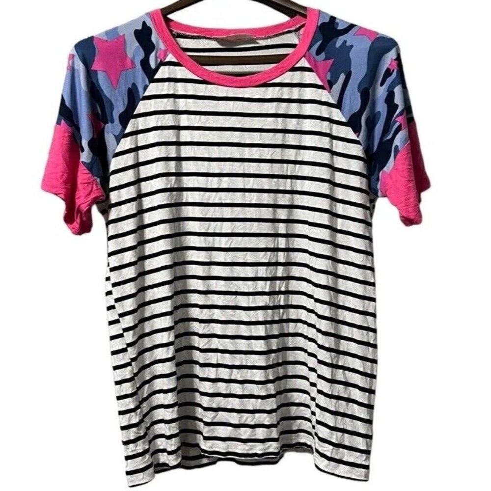 Haptics By Holly Harper Plus Tunic Top Size Large Colorful Lightweight Preppy